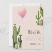 Bereit zum Pop Girl Balloon Cactus Green Baby Show Dankeskarte (Vorderseite)