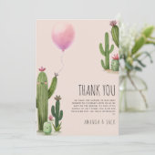 Bereit zum Pop Girl Balloon Cactus Green Baby Show Dankeskarte (Stehend Vorderseite)