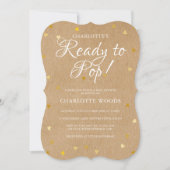 Bereit zum Pop Gold Hearts Babydusche Rustikale Kr Einladung (Vorderseite)