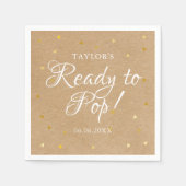 Bereit zum Pop Gold Hearts Confetti Babydusche Serviette (Vorderseite)