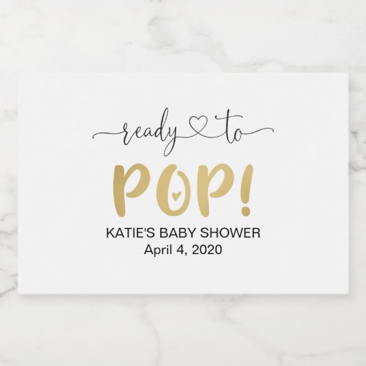 Bereit zum Pop Gold Mini Sparkling Weinflaschen Et Schaumweinetikett (Einzelnes Label)