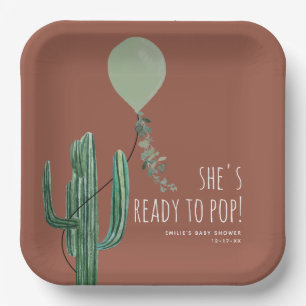 Bereit zum Pop Green Balloon Cactus Terracotta Bab Pappteller