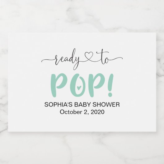 Bereit zum Pop Green Mini Sparkling Weinflasche La Schaumweinetikett (Einzelnes Label)