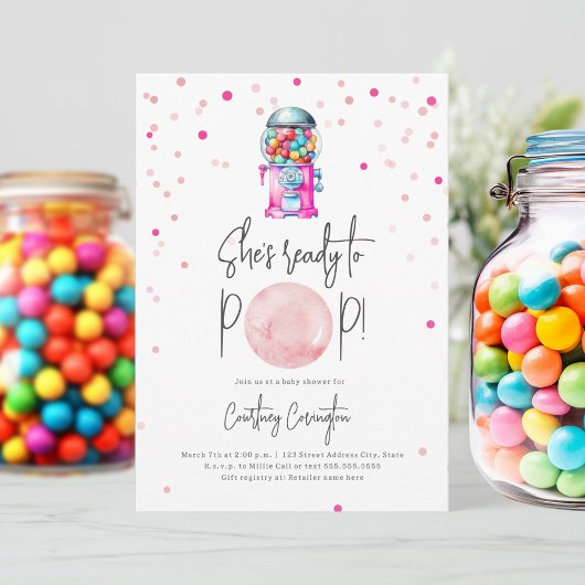 Bereit zum Pop Gumball Machine Bubblegum Babydusch Einladung