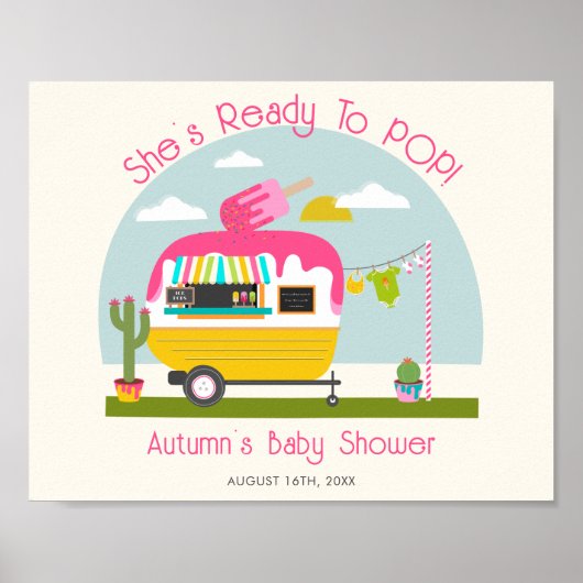 Bereit zum Pop Ice Pop Truck Girl Babydusche Poster (Vorne)
