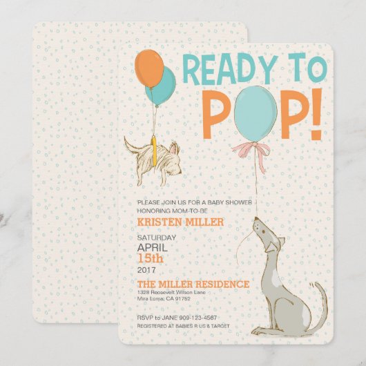 Bereit zum Pop Kinderdusche Einladung (Vorne/Hinten)