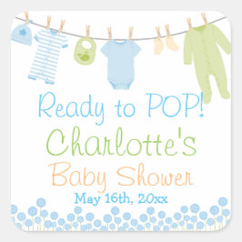 Bereit zum POP! Lippenkleidung Blue & Green Baby D Quadratischer Aufkleber