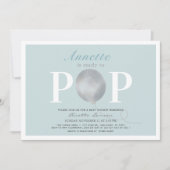 Bereit zum Pop Modernes Blue Balloon Baby Dusche Einladung (Vorderseite)