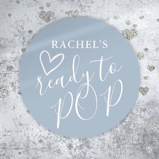 Bereit zum Pop Niedlich Herzdusche Blue Boy Baby D Runder Aufkleber