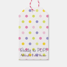 Bereit zum POP! Pastel Polka Dot Babydusche Geschenkanhänger