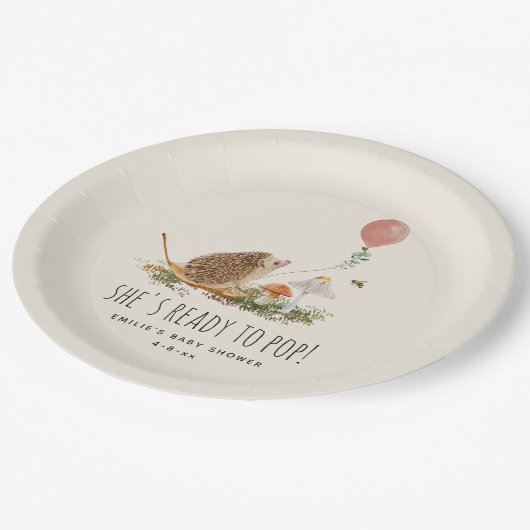 Bereit zum Pop Pilze Igel Balloon Girl Class Pappteller (Schrägansicht)