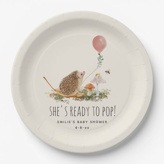 Bereit zum Pop Pilze Igel Balloon Girl Class Pappteller (Vorderseite)