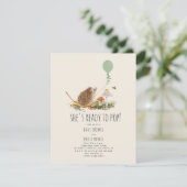 Bereit zum Pop Pilze Igel Balloon Green Baby Einladung (Stehend Vorderseite)