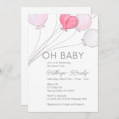 Bereit zum Pop Pink Balloon Kinderdusche Einladung (Vorne/Hinten)