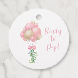 Bereit zum Pop Pink Balloons Girl Baby Dusche Geschenkanhänger