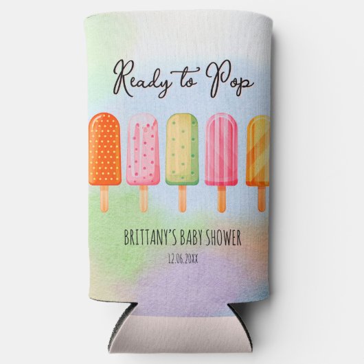 Bereit zum Pop Popsicle Baby Dusche Gefallen Selters Dosenkühler (Vorderseite)