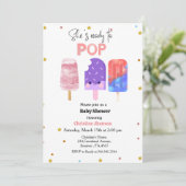 Bereit zum Pop Popsim Babydusche Einladung (Stehend Vorderseite)
