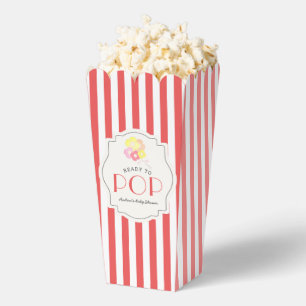 Bereit zum Pop Red Stripe Baby Dusche Popcorn Geschenkschachtel