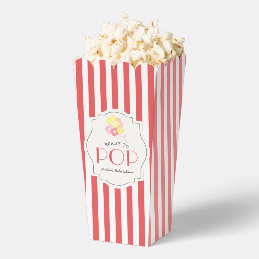Bereit zum Pop Red Stripe Baby Dusche Popcorn Geschenkschachtel (Geplatzt)