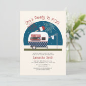 Bereit zum Pop Red White Blue Patriotic Baby Dusch Einladung (Stehend Vorderseite)