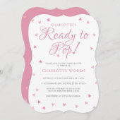 Bereit zum Pop Rosa Herz Babydusche / Sprinkle Einladung (Vorne/Hinten)
