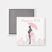 Bereit zum POP! Rosa Silhouette Kinderdusche Magnet (Vorderseite/Rückseite)