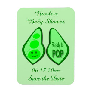 Bereit zum Pop Schwangere, grüne Pea Baby Dusche Magnet
