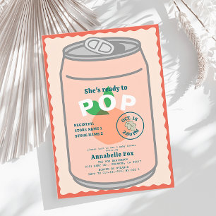Bereit zum Pop Soda Pop Can Pink Girl Babydusche Einladung