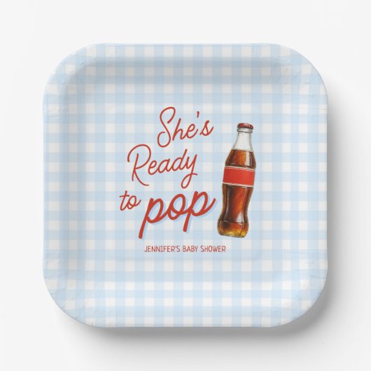 Bereit zum Pop Soda Pop Cola Boy Babydusche Pappteller (Vorderseite)