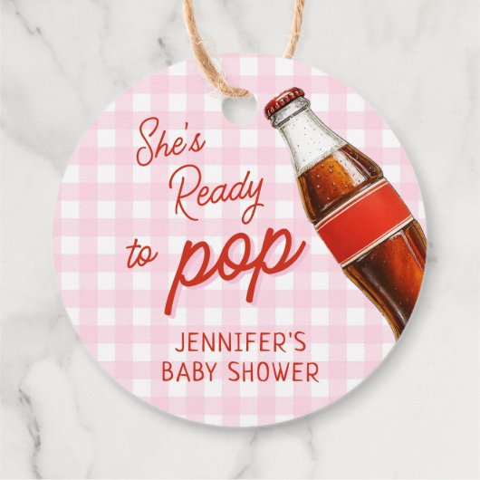 Bereit zum Pop Soda Pop Cola Girl Babydusche Geschenkanhänger (Rückseite)