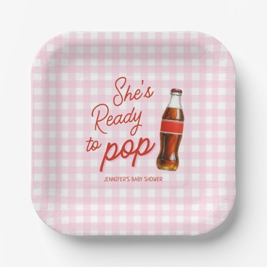 Bereit zum Pop Soda Pop Cola Girl Babydusche Pappteller (Vorderseite)