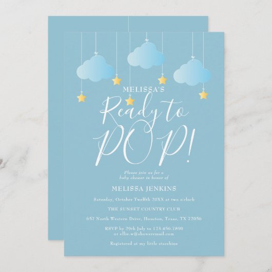 Bereit zum Pop Twinkle Twinkle Babydusche Einladung (Vorne/Hinten)