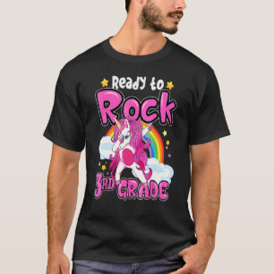 Bereit zum Rock 3. Klasse Dabbing Einhorn Regenbog T-Shirt