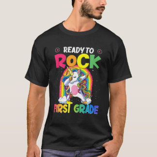 Bereit zum Rock First Grade Dabbing Einhorn zurück T-Shirt