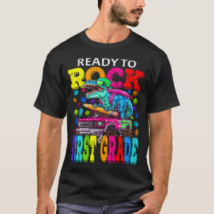 Bereit zum Rock First Grade Monster Truck Dinosaur T-Shirt