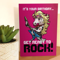 Bereit zum Rock! Hair Metal Glam Unicorn Cartoon