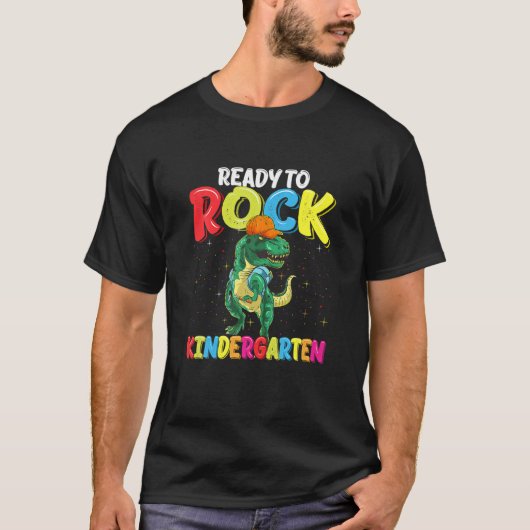 Bereit zum Rock Kindergarten Dinosaurier zurück zu T-Shirt (Vorderseite)