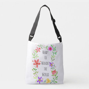 Bereit zum Wander der Welt Blume Frame Boho Tragetaschen Mit Langen Trägern