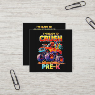 Bereit zum Zerstören Pre-K-Monstertruck Rückkehr z Quadratische Visitenkarte