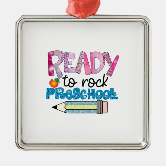 Bereit zur Rock Preschool Ornament Aus Metall (Vorne)