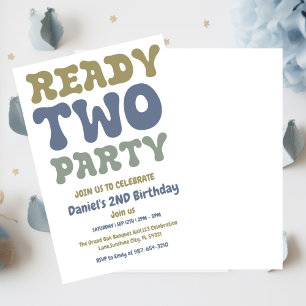 Bereit zwei Party, Junge zweite Geburtstagsparty Einladung
