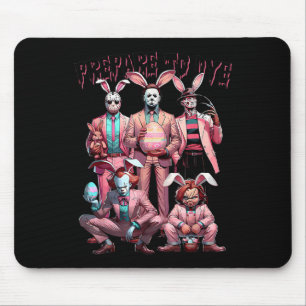 Bereite dich darauf vor, lustigen Hasen-Oster-Horr Mousepad