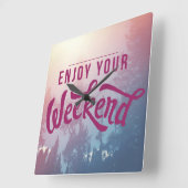 Bereiten Sie für das Wochenende vor Quadratische Wanduhr (Winkel)