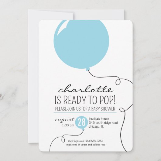 Bereiten Sie Pop-zum blauen Ballon-Jungen vor, Einladung (Vorderseite)