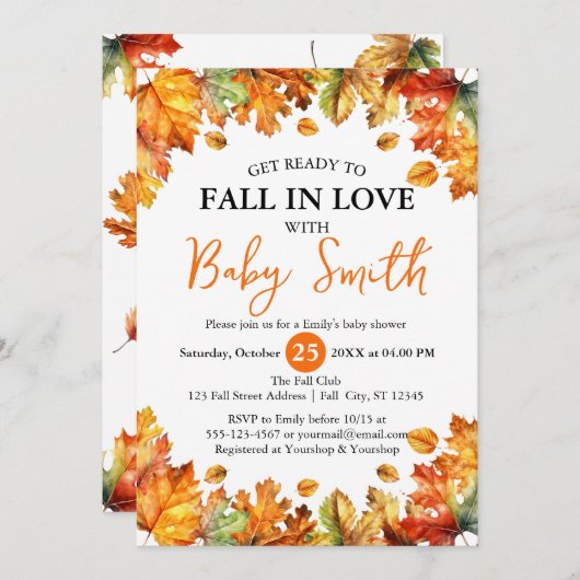 Bereiten Sie sich auf den Fall in Liebe Herbstlaub Einladung (Vorne/Hinten)