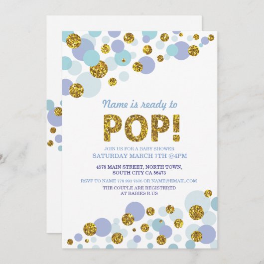 Bereiten Sie zur Pop-Jungen-Baby-Dusche vor, die Einladung (Vorne/Hinten)