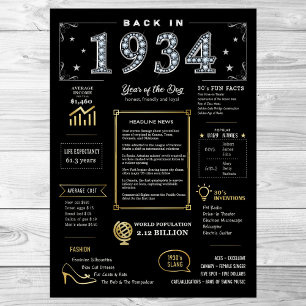 Bereits 1934 druckbares Poster, 1934 Geburtsdatum Poster