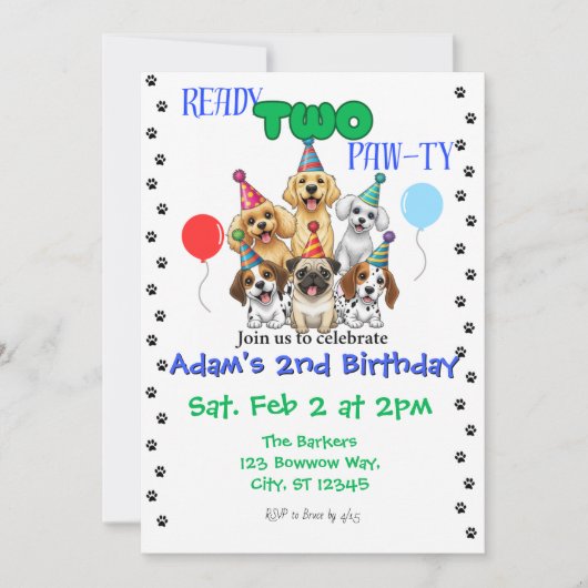 Bereits zum zweiten Geburtstag Einladung (Vorderseite)