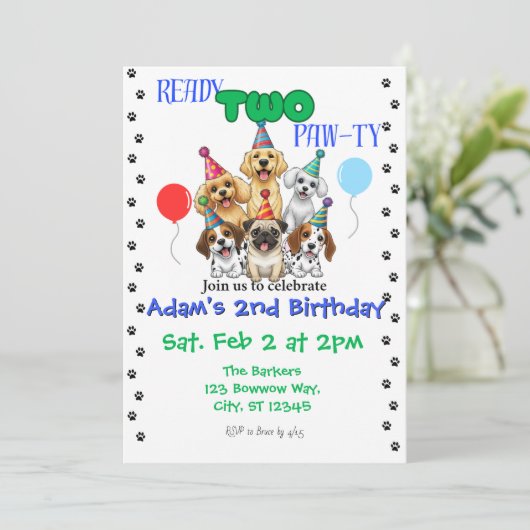 Bereits zum zweiten Geburtstag Einladung (Stehend Vorderseite)