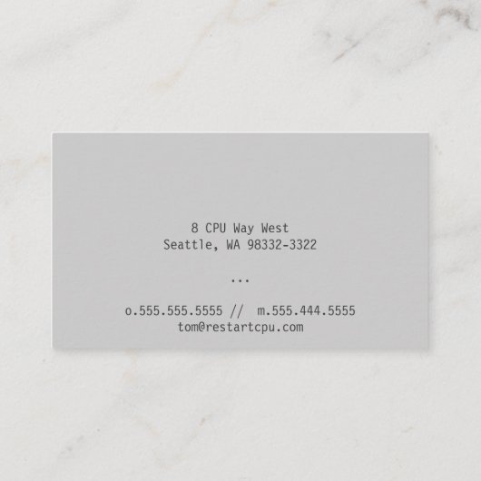 Bereitschafts Visitenkarte (Rückseite)